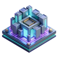 impressive artistic Microscale view of a circuit board forming architectural structures, glowing neon lines, intricate details, cyberpunk aesthetic, original png