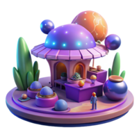 wonderful classic A futuristic marketplace on a distant planet, bustling with alien vendors and strange, bioluminescent flora, illuminated by the warm glow of twin suns setting on a purple horizon 4K png