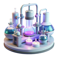 vibrant modern A futuristic laboratory, filled with bubbling vials and complex machinery, bathed in the sterile, white light of fluorescent tubes, art style of Moebius high resolution png