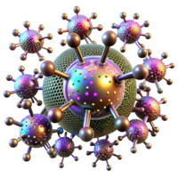 serene artistic A swarm of nanobots, forming intricate patterns and shapes in the air, illuminated by a multi colored laser grid genuine png