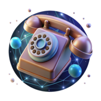 elegant abstract A vintage rotary phone floating in zero gravity, surrounded by holographic projections of binary code, surreal, dreamlike lighting professional png