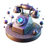 serene contemporary A vintage rotary phone floating in zero gravity, surrounded by holographic projections of binary code, surreal, dreamlike lighting premium png