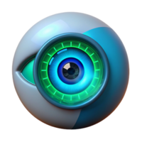 wonderful traditional A close-up of a human eye with a HUD display projected onto the iris, glowing blue and green UI elements, cyberpunk style high resolution png