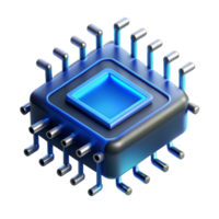 wonderful abstract A single microchip, magnified immensely, intricate pathways glowing with electric blue light, dark and mysterious mood, photorealistic style authentic png
