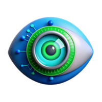 magnificent rustic A human eye overlaid with digital code and HUD elements, bright blue and green hues, futuristic and technological style genuine png