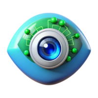stunning rustic A human eye overlaid with digital code and HUD elements, bright blue and green hues, futuristic and technological style exclusive png