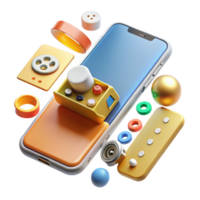 impressive traditional A disassembled smartphone, components meticulously arranged, bright studio lighting, exploded view diagram style authentic png
