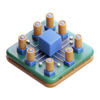 stunning artistic A single circuit board, intricate pathways and components, highly detailed and realistic, technical illustration style high resolution png