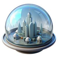 elegant abstract A futuristic city built within a massive transparent dome, intricate architecture, soft and utopian lighting, science fiction illustration style high quality png