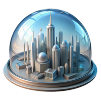 impressive artistic A futuristic city built within a massive transparent dome, intricate architecture, soft and utopian lighting, science fiction illustration style premium png