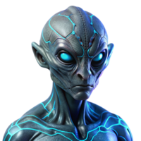 elegant traditional A close-up portrait of an alien with intricate, fractal patterns on its skin, illuminated by a pulsating, bioluminescent light. Macro photography style, neon lighting authentic png