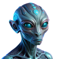 extraordinary classic A close-up portrait of an alien with intricate, fractal patterns on its skin, illuminated by a pulsating, bioluminescent light. Macro photography style, neon lighting premium png