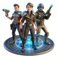 extraordinary abstract A group of space pirates, armed with laser pistols and wearing tattered leather jackets, stand around a holographic map of a star system. Dark, dramatic lighting.... png