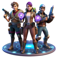 stunning traditional A group of space pirates, armed with laser pistols and wearing tattered leather jackets, stand around a holographic map of a star system. Dark, dramatic lighting.... png