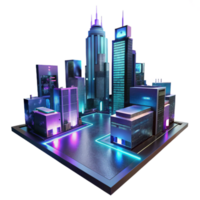 elegant abstract A futuristic cityscape at night, towering holographic advertisements shimmering in the rain, neon reflections on wet pavement, cyberpunk style 4K png