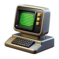 beautiful creative A vintage computer terminal displaying cryptic code, flickering green text on a black screen, dimly lit room, retro style professional png