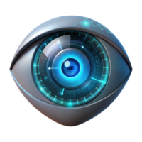 beautiful rustic A human eye overlaid with a digital interface, glowing HUD elements, dark and moody lighting, cyberpunk style high quality png