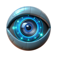 vibrant classic A human eye overlaid with a digital interface, glowing HUD elements, dark and moody lighting, cyberpunk style premium png