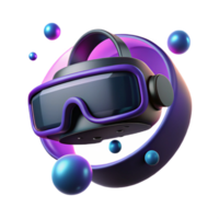 vibrant rustic A virtual reality headset floating in a dark void, glowing neon accents, volumetric lighting, surreal style authentic png