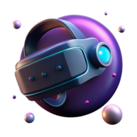 serene rustic A virtual reality headset floating in a dark void, glowing neon accents, volumetric lighting, surreal style premium png