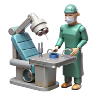 dramatic abstract A robotic surgeon performing a delicate operation, intricate instruments, sterile operating room lighting, medical illustration style authentic png