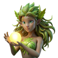 serene vintage magnificent rustic An ethereal dryad with skin made of bark and hair of leaves, cradling a glowing orb of sunlight within a primeval forest. Lighting dappled sunlight.... png