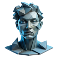 elegant rustic elegant modern A deconstructed portrait composed of fragmented geometric shapes, rendered in cool blues and greys, cubist style, strong, directional lighting 4K authentic png