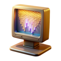 dramatic contemporary stunning creative A vintage computer monitor displaying a cascading waterfall of binary code, bathed in the warm glow of CRT light, pixel art style, retro lighting 4K original png