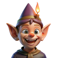 impressive minimalist vibrant traditional A mischievous gnome with pointed ears and a wide grin, illuminated by flickering candlelight, fantasy art style 4K high quality png