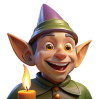magnificent abstract elegant vintage A mischievous gnome with pointed ears and a wide grin, illuminated by flickering candlelight, fantasy art style high resolution 4K png