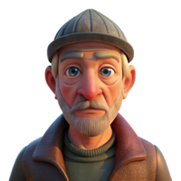 serene rustic serene vintage Portrait of a weary, old fisherman with weathered skin and deep wrinkles, lit by the warm glow of a setting sun, realistic style high quality high quality png
