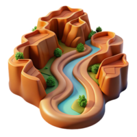 wonderful rustic vibrant artistic A winding river carving its way through a canyon landscape, aerial perspective, warm, earthy tones, realistic rendering high resolution premium png