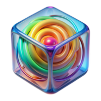 wonderful abstract elegant creative A quantum computer core, swirling energy patterns within transparent casing, vibrant rainbow hues, abstract art style high resolution authentic png