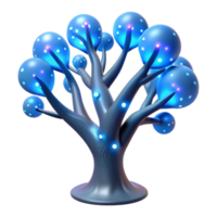 extraordinary minimalist magnificent modern A bioluminescent tree with fiber optic branches, soft blue glow, fantasy art style genuine high resolution png