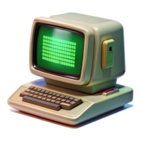 dramatic rustic stunning creative A vintage computer terminal displaying green text, CRT scanlines visible, retrofuturism style high resolution 4K png