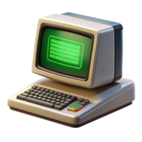 beautiful minimalist serene rustic A vintage computer terminal displaying green text, CRT scanlines visible, retrofuturism style high quality original png