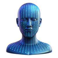 dramatic abstract vibrant minimalist A transparent human head filled with binary code, glowing from within, digital art style premium authentic png