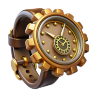dramatic artistic magnificent traditional A steampunk wristwatch, intricate gears and dials, glowing roman numerals, soft lighting, highly detailed, macro photography style premium detailed png