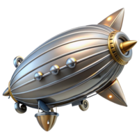 serene modern wonderful artistic A steampunk zeppelin, sleek silver design, intricate propellers, illuminated by searchlights against a night sky, art deco inspired original 4K png