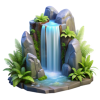 impressive classic impressive rustic A crystal clear waterfall cascading down mossy rocks, surrounded by ferns, soft diffused light, ethereal, fantasy art, exclusive professional png