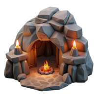dramatic abstract wonderful modern A subterranean dwelling carved into rock, warm firelight, rough hewn textures, primal, mystical, ancient authentic detailed png