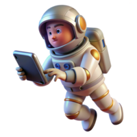 serene modern impressive abstract A lone astronaut floating in space, holding a futuristic tablet displaying complex data, dramatic backlighting, realistic style professional detailed png