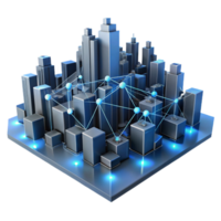 extraordinary vintage impressive abstract An abstract interpretation of a cityscape, visualized as a network of interconnected, glowing lines and shapes, rendered in cool blues and grays, lit by a... png
