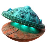 wonderful creative elegant creative A colossal spaceship, intricate Aztec inspired engravings glowing turquoise, descending over a desolate, red dust planet.... png