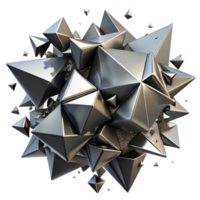 dramatic abstract beautiful artistic A chaotic explosion of geometric shapes, primarily triangles and squares, in shades of chrome and gunmetal gray, under harsh, contrasting lighting.... png