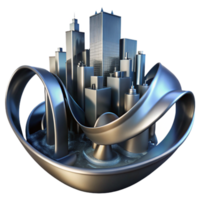 stunning contemporary magnificent creative Flowing ribbons of liquid mercury, reflecting distorted images of a fragmented cityscape, under a dim, atmospheric light.... png