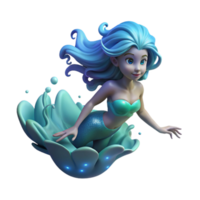 serene abstract magnificent artistic A graceful mermaid with flowing, bioluminescent hair swimming through a deep ocean trench, depicted in a surreal, dreamlike style with soft, glowing light... png