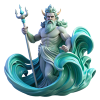 extraordinary rustic impressive creative Poseidon, god of the sea, commanding a colossal wave with his trident, rendered in a dynamic, Baroque style with swirling water and dramatic lighting... png