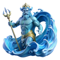 extraordinary creative wonderful artistic Poseidon, god of the sea, commanding a colossal wave with his trident, rendered in a dynamic, Baroque style with swirling water and dramatic lighting 4K... png