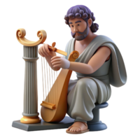 magnificent traditional dramatic rustic A melancholic Orpheus playing his lyre in the underworld, attempting to retrieve Eurydice, rendered in a somber, Romantic style with dark shadows and a... png